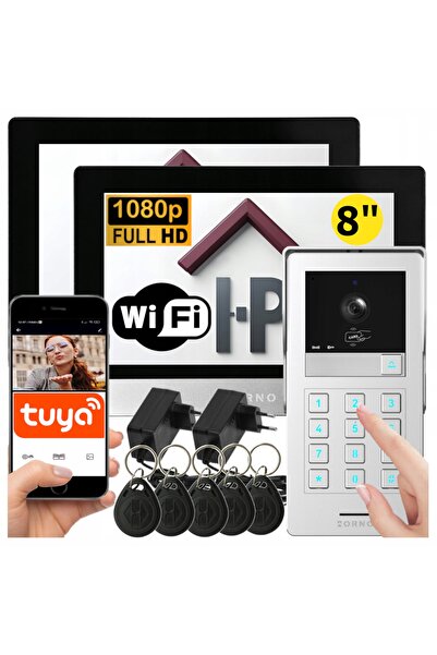 Orno DWURODZINNY Interfon Video WIFI cu Encoder, Telecomandă cu Cod, 2 Monito...