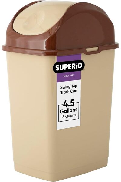 Superio Kapaklı Orta Boy Çöp Kovası 4,5 Galon Plastik Salıncak Üst Çöp Kovası...