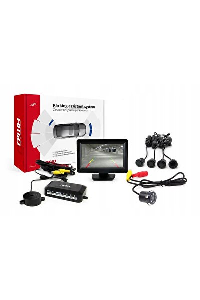 AMIO TFT01 Kit de senzori de parcare de 4.3 inch cu cameră, 4 senzori, Negru ...