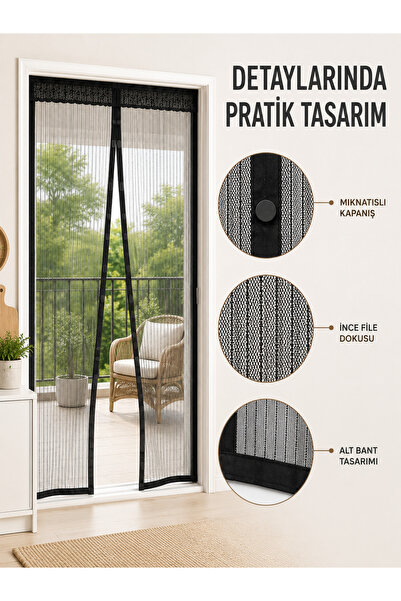 Generic Brand Magnetic Door Fly Screen with Automatic Closing, Black Mesh, Ba...