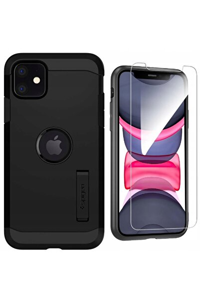 Spigen Husă pentru iPhone 11, tip Armură Rezistentă cu suport + folie de stic...