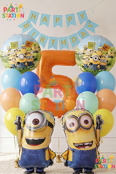 Parti Station Minions Balloon 16 Piece Set 5Th Birthday Set Happy Birthday Ba...
