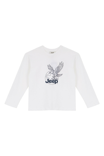 JEEP Ekru Erkek Çocuk Relaxed Baskılı T-Shirt J6WB-TST7780