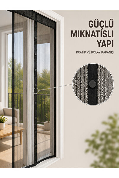 Generic Brand Automatic Closing Magnetic Fly Screen Door Net Practical Black ...