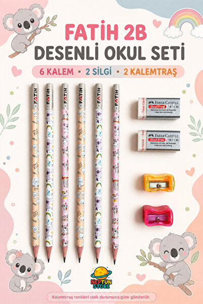 neptünstore Fatih Kurşun Kalem, Sevimli Koala Desenli 2B Kalem Seti 10 Parça