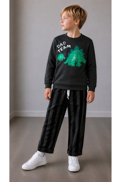 Patriko Boys' Dinosaur Autumn Sweatshirt Pants Set 3-10 Years