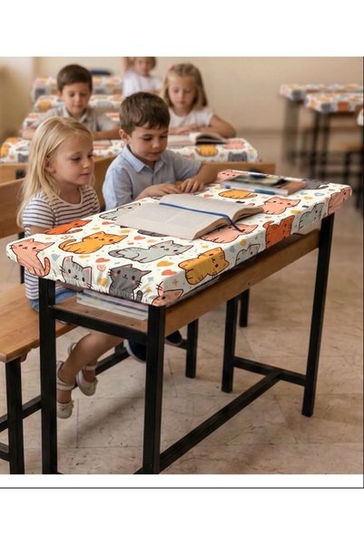 KEDİ Cute Patterned Elastic Tablecloth and Teacher Tablecloth Set 15 Tablecloths