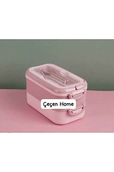 ÇEÇEN HOME Double Layered Lunch Box with Cutlery Compartment, Storage Contain...