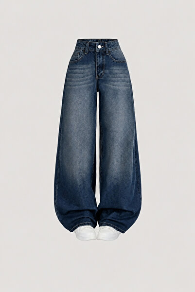 J&KSTORES Baggy Salaş Pocket Bol Paça Retro Görünümlü Jean Pantolon