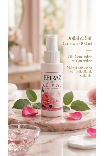 EFİRAZ Gül Suyu 100 ml | Doğal Gül Suyu | Yüz Toniği ve Cilt Bakım Suyu | Nem...