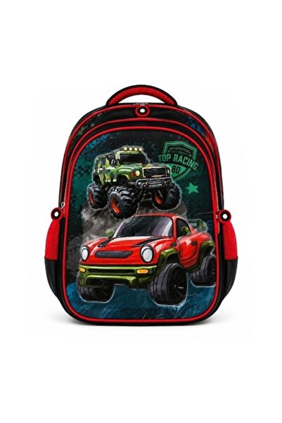 MASHASHOP Ghiozdan școlar pentru băieți, model Cars, 3D, roșu/albastru, 6 - 8...