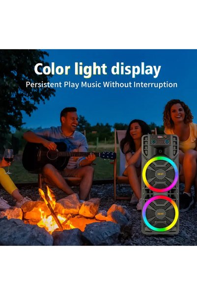 Rab Boxă portabilă 12” x2, 6000mAh, Bluetooth, RGB, DSP, Microfon wireless – Super Bass