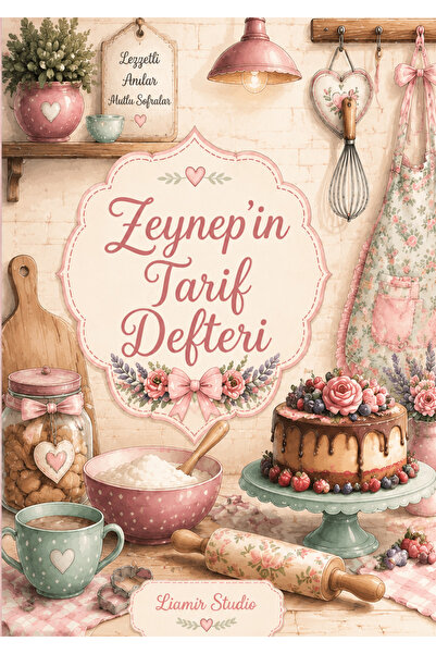 Liamir Studio İsme Özel / Kişiselleştirilebilir / Yemek Tarif Defteri 50 Yapr...