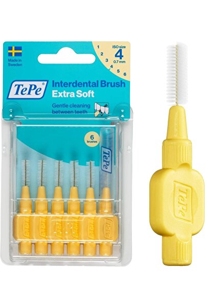 TePe Arayüz Fırçası, Ekstra Yumuşak, Sarı, 0.7mm/ISO 4, 6 adet | Etkili Diş A...