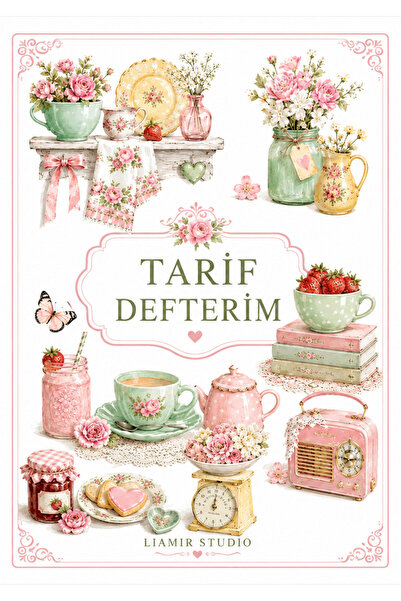 Liamir Studio Yemek Tarif Defteri 50 Yaprak, 100 Sayfa, Laminasyon Kapak / Te...