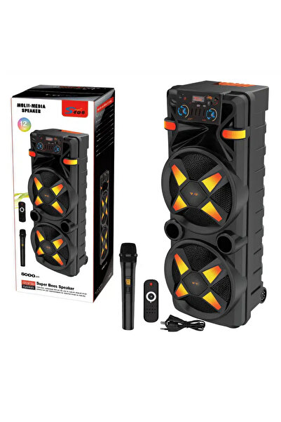 Rab Φορητό Ηχείο 2x12'', 6000mAh, Bluetooth, RGB, DSP, Ασύρματο Μικρόφωνο – Σ...