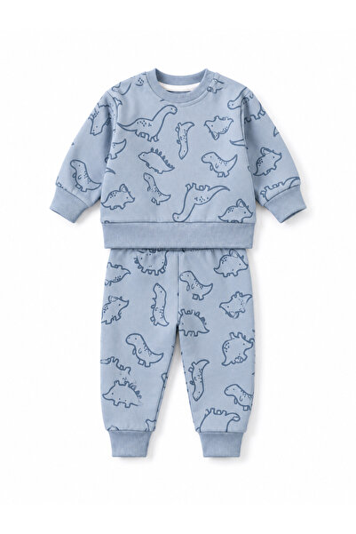 Mono Kids Dino Baskılı Erkek Bebek Alt Üst Eşofman Takımı