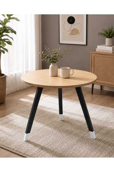 TrentonGCC Round Wooden Dining Table 90x90 cm – Modern Style Single Table
