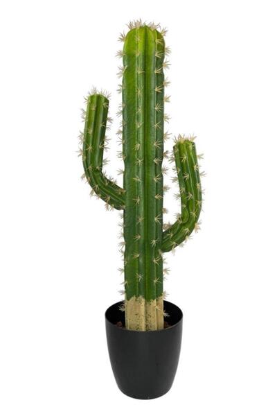 Nettenevime Yapay Çiçek Kaktüs Siyah Saksıda 3Kollu 87*30cm Cactüs