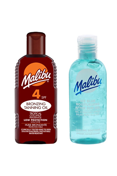 Malibu Ulei de protecție solară SPF4 200ml + Gel după plajă 100ml