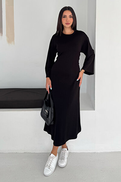 Noa&Noa Women's Crew Neck Spanish Sleeve Long Midi Dress