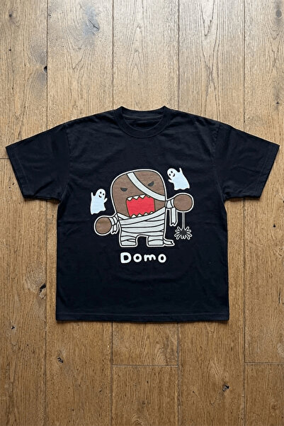 BALİNA Siyah Mummy Domo Kun Anime Unisex T-Shirt