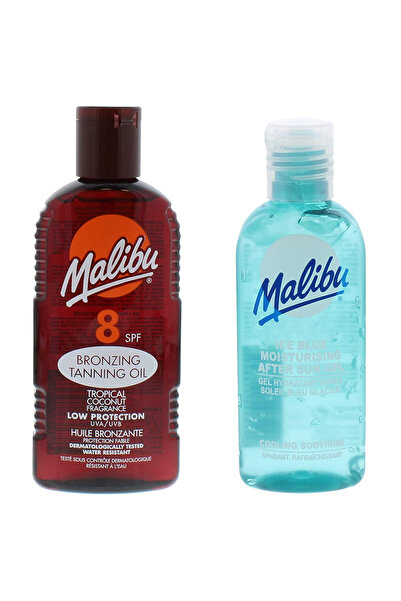 Malibu Ulei de protecție solară SPF8 200ml + Gel după plajă 100ml