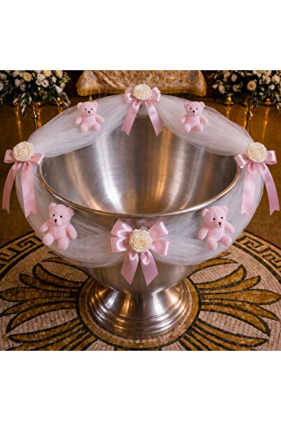 LoreBebe Decor pentru cristelnita de botez, Lore Bebe, pentru fete, tul alb, ...