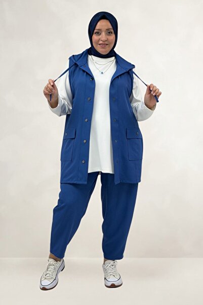 Eslina 67057 Plus Size Vest-Pants Nora Set - Indigo