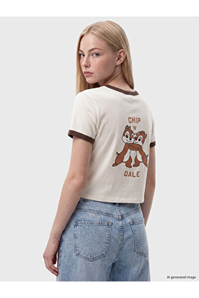 LC Waikiki Rmz Gi̇yi̇m Farkiyla Chip and Dale Printed Women's Crop Top