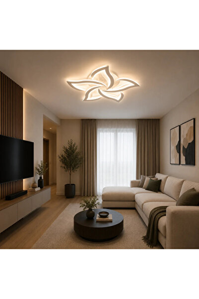 ERSTE LICHTING Plafoniera Fleur LED 95W CCT 8360lm IP20, Telecomanda, alb