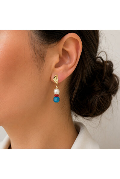 Vesce Atelier Fan-Shaped Natural Stone Earrings