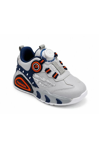 MG Kids Boys Sports Shoes Gray Navy Blue Smart Lace-Up Casual Sneaker