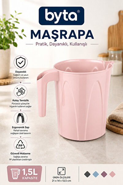 BYTA 1,5 Litre Plastik Maşrapa | Ergonomik Saplı Dayanıklı Çok Amaçlı Su Maşr...