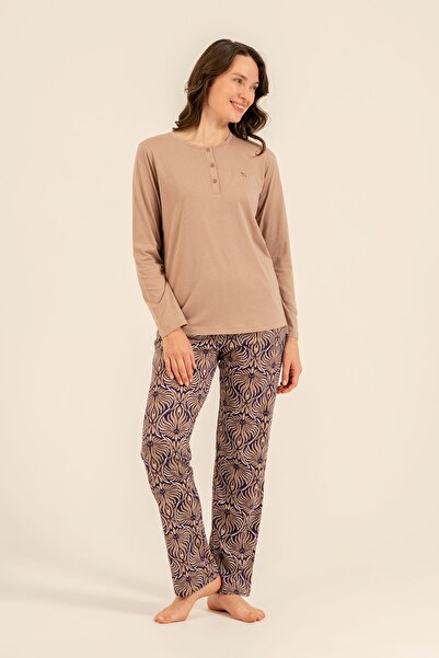 Arnetta Women's Long Sleeve Front Buttoned Modal Pajama Set (with Socks as a ...