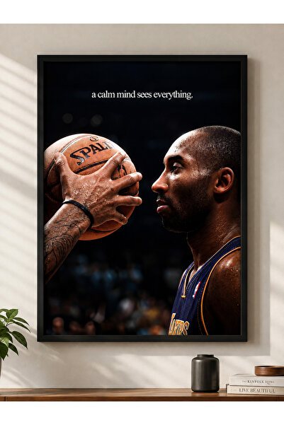 Zuma Studio Kobe Bryant Basketbol Motivasyon Tablosu – Siyah Çerçeveli Sporcu...
