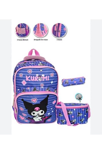 mikeonscosmetics Kuromi School Bag Set Girls - Isı Yalıtımlı Beslenme Çantalı...