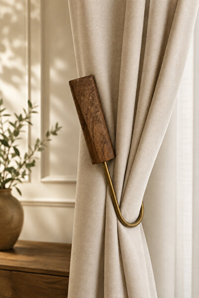 Hausand 2 ADET Ahşap İpli Hayalet Kolbağı Ceviz Renk