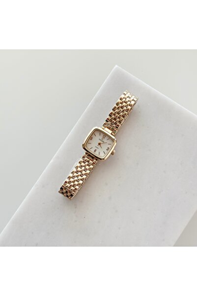 Vesce Atelier Square Dial Gold Watch White