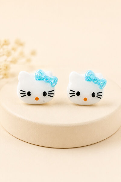 MakeWell Children's Magnetic Earrings, Multi-Colored Bowknot, White Cat Figur...