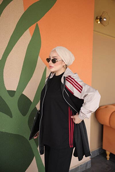 Wovi Moda Γυναικείο Σετ 3 τεμαχίων με κουκούλα και φερμουάρ