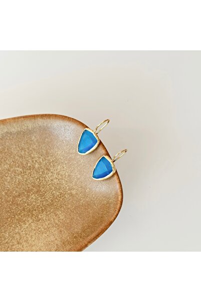 Vesce Atelier Triangle Chalcedony Natural Stone Earrings Blue
