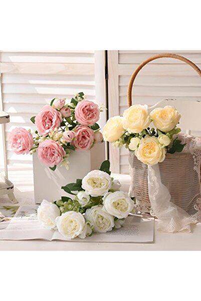 GENERAL Bekbees Artificial Silk Peony Flowers 3 Colors Artificial Peony Bouqu...