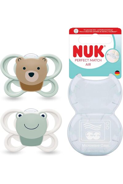 Nuk Pm Air 2-Pack Pacifier, 0-6 Months, Frog/Bear