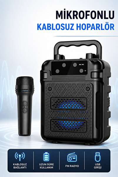 Abbruch Mikrofonlu Kablosuz Hoparlör Bluetooth Taşınabilir FM Radyo USB Giriş...