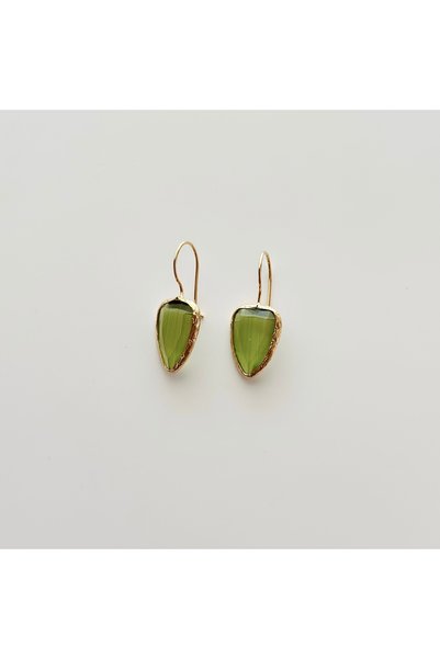 Vesce Atelier Triangle Chalcedony Natural Stone Earrings Green