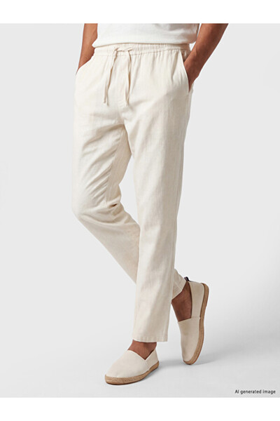 LC Waikiki Rmz Gi̇yi̇m Farkiyla Standard Fit Linen Look Men's Trousers
