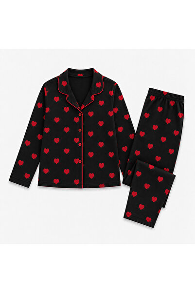 zahider Girl Child Cotton Button Long Sleeve Heart Pattern Black Suede Fabric...
