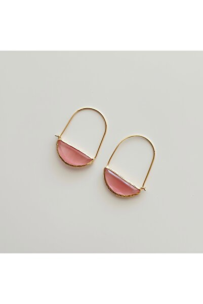 Vesce Atelier Chalcedony Half Moon Dangle Natural Stone Earrings Pink