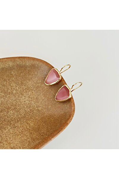 Vesce Atelier Triangle Chalcedony Natural Stone Earrings Pink